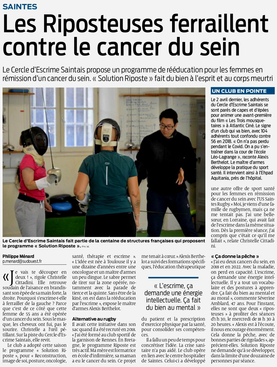 20230413 article sud ouest sur les riposteuses 1